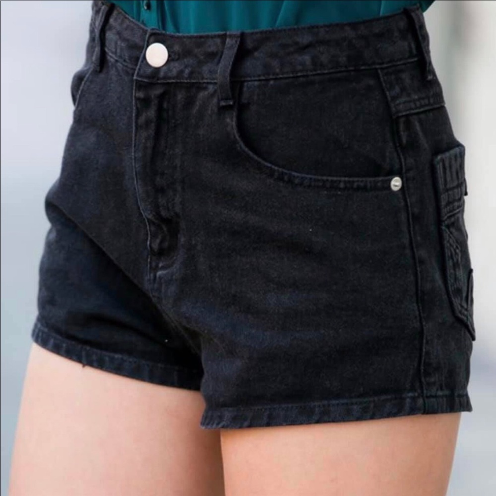 Black Denim Shorts by Bluelemon Jean Shorts with Star Back Pockets NWT